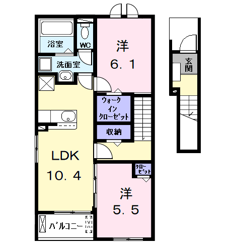 カーサ・セレーノ(2LDK/2階)の間取り写真