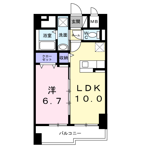 BRIGHT GATE 名古屋(1LDK/6階)の間取り写真