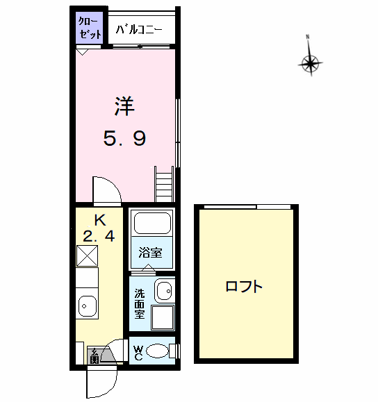 アビー・ロード(1K/2階)の間取り写真