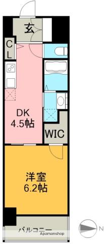 エステムコート名古屋ライブゲート(1DK/7階)の間取り写真