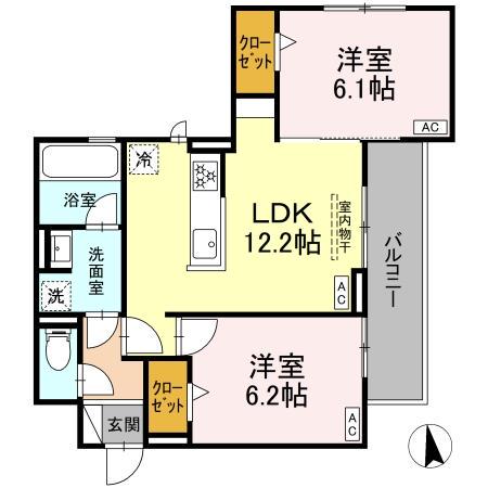 オリヴォ フラガンテ(2LDK/3階)の間取り写真