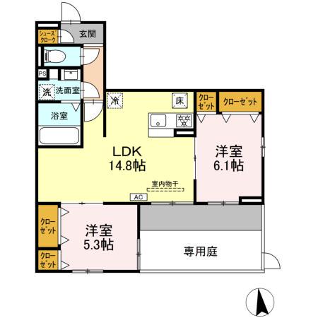 メゾンセリーブ(2LDK/1階)の間取り写真