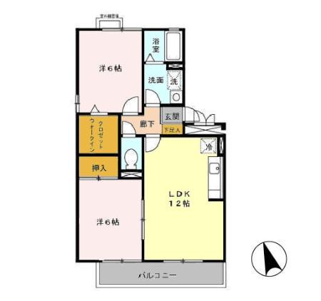 メゾン幸(2LDK/3階)の間取り写真