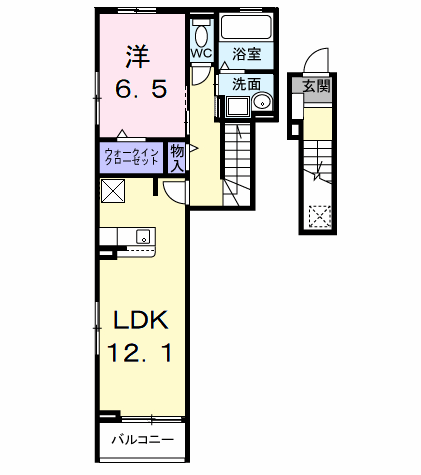 ラフィネ M(1LDK/2階)の間取り写真