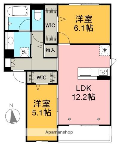 ベルフルール(2LDK/1階)の間取り写真