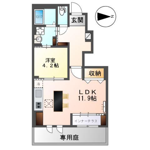 コルナス(1LDK/1階)の間取り写真