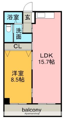 VG.TREE 西棟(1LDK/6階)の間取り写真