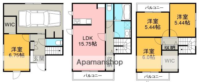 名古屋市名港線 東海通駅 徒歩7分 3階建 築1年(4LDK)の間取り写真