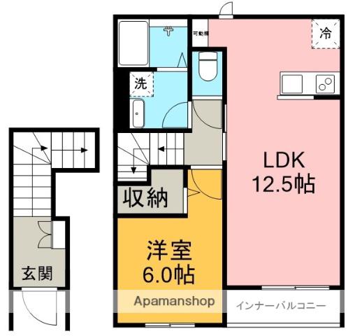 リーブルファイン江松Ⅱ(1LDK/2階)の間取り写真