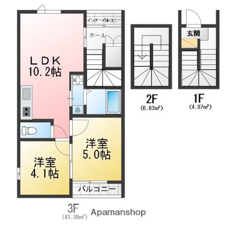 AVANTIA SAGE(2LDK/3階)の間取り写真