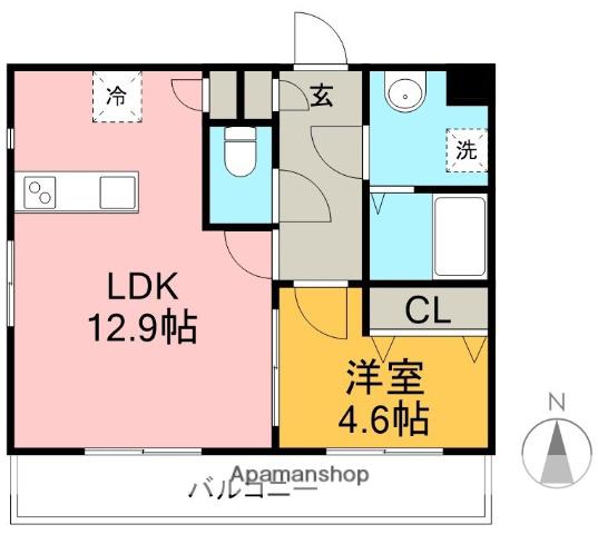 パレアージュⅡ(1LDK/4階)の間取り写真