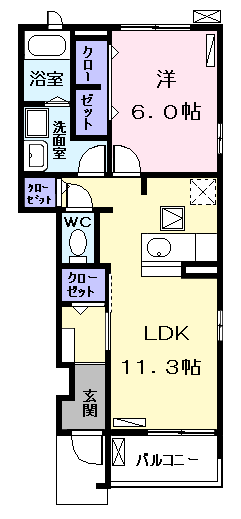 はながつみ(1LDK/1階)の間取り写真