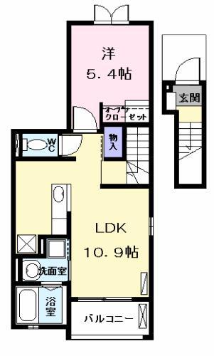 アリビエⅠ(1LDK/2階)の間取り写真