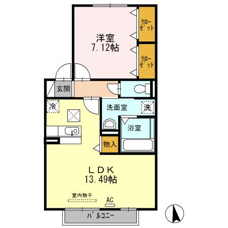 サンパルク(1LDK/1階)の間取り写真