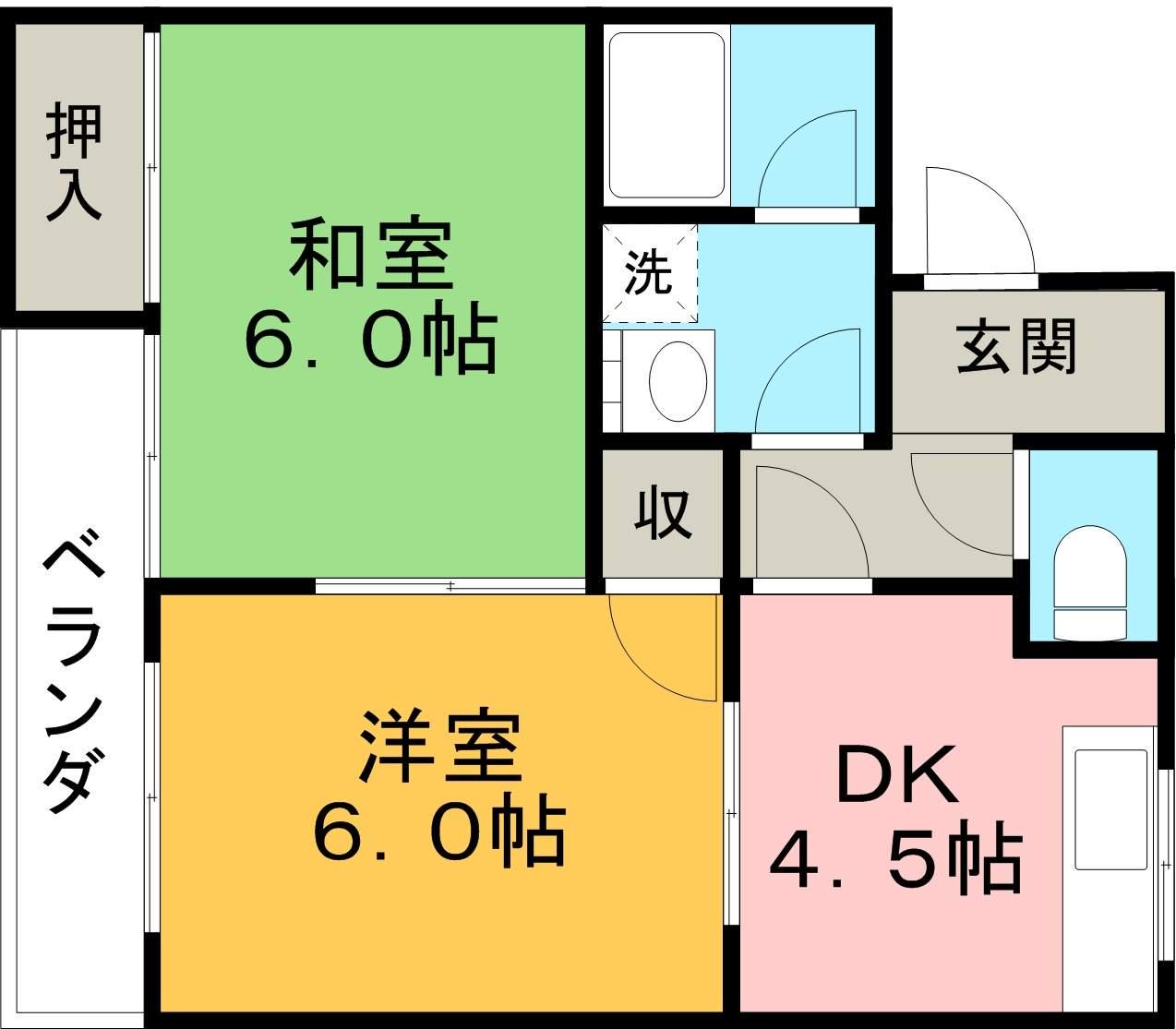ラフォーレ妹尾(2DK/2階)の間取り写真
