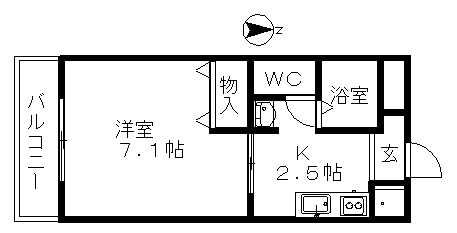 エクセレンス千原(1K/1階)の間取り写真