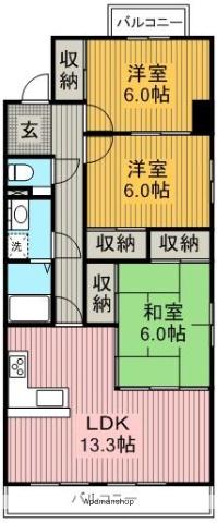 アルカディアⅡ牧の里(3LDK/2階)の間取り写真