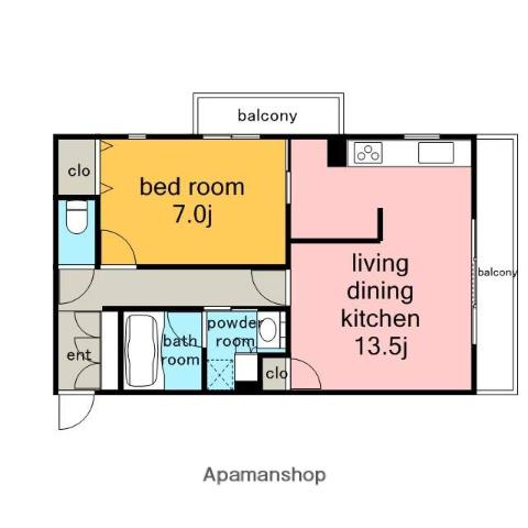 グリーシア(1LDK/1階)の間取り写真