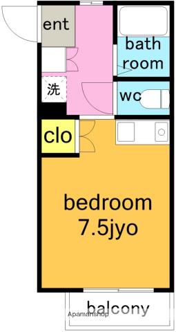 第2ホーメスト一社(1K/3階)の間取り写真