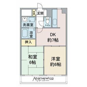 ソレイユ上社(2DK/6階)の間取り写真