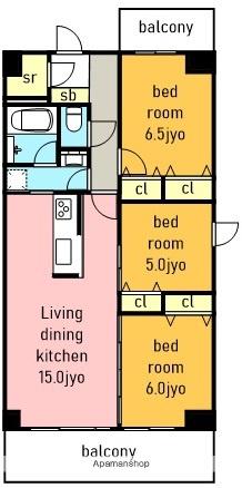 ザ ウエスト オーク(3LDK/2階)の間取り写真