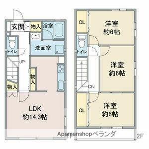 名古屋市東山線 上社駅 徒歩12分 2階建 築17年(3LDK)の間取り写真