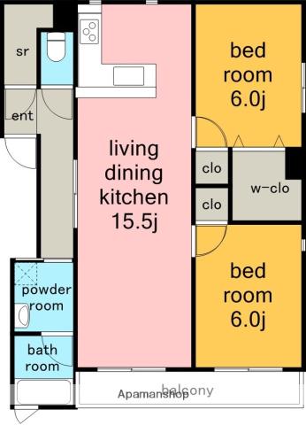 クレストリッジアネックス(2LDK/1階)の間取り写真