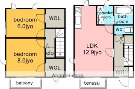 フェリーチェＡ棟．(2LDK)の間取り写真