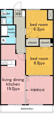 サンシティ貴船(3LDK/1階)の間取り写真
