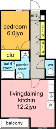 アンプルールリーブル高柳(1LDK/1階)の間取り写真