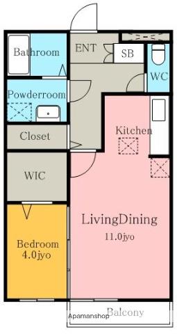 長久手ハイツ(1LDK/2階)の間取り写真