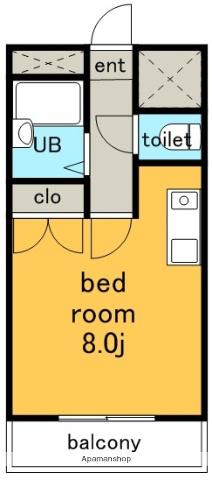 リバーサイド 司(ワンルーム/2階)の間取り写真