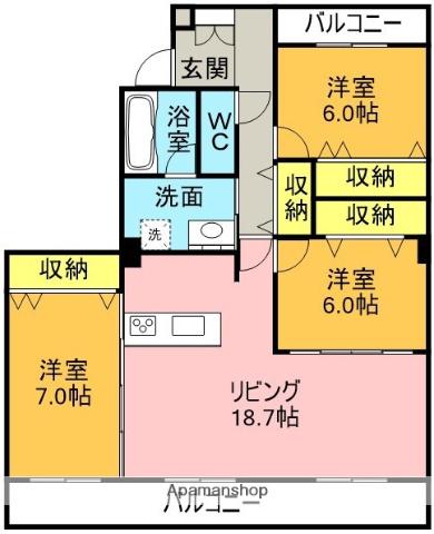 ガゾンドコリーヌ63(3LDK/3階)の間取り写真