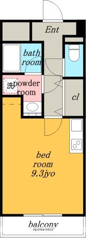 グローバルスリー(ワンルーム/4階)の間取り写真