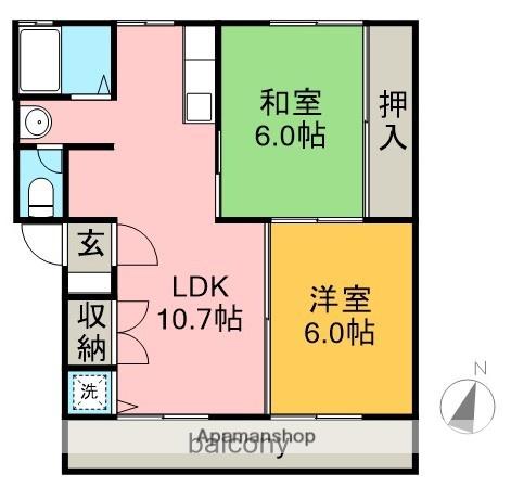 コルミー本郷@(2LDK/3階)の間取り写真