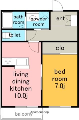 スプリングコート香久山(1LDK/2階)の間取り写真