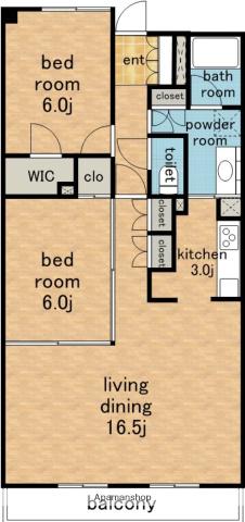 グラン・アベニュー本郷(2LDK/9階)の間取り写真