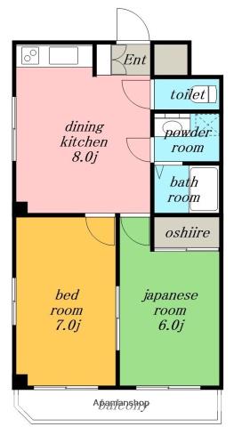 フォンテ名昭(2LDK/3階)の間取り写真