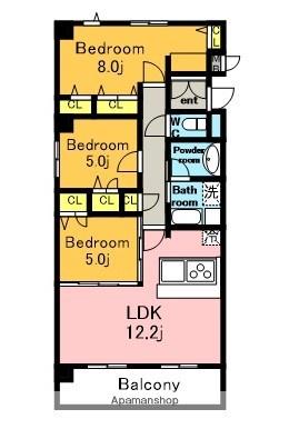 アザレー植園(3LDK/3階)の間取り写真