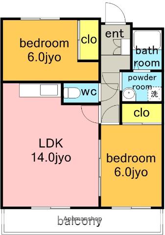 プレザント イリガイケ(2LDK/2階)の間取り写真