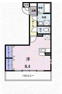 ベル・アルカンシェル(1K/2階)の間取り写真