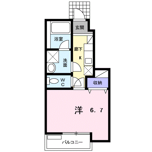 ハレレア(1K/1階)の間取り写真