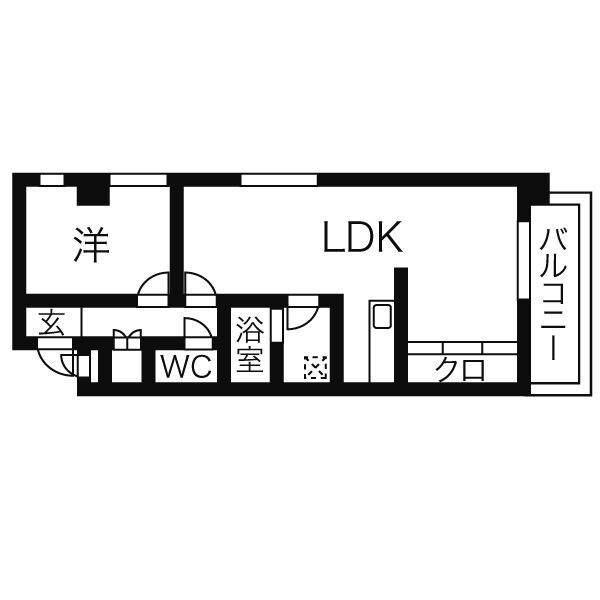 グランドール藤ヶ丘東(1LDK/1階)の間取り写真