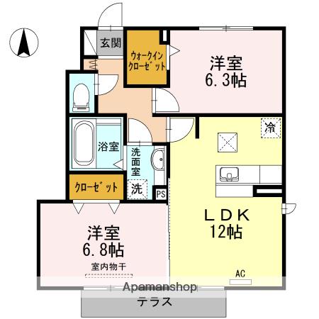 コンコルディアかみやしろ(2LDK/1階)の間取り写真