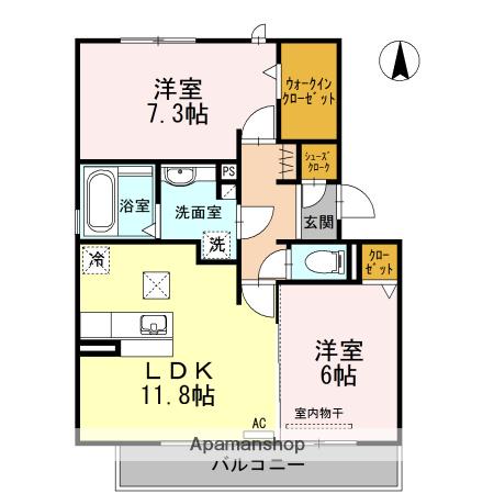 コンコルディアかみやしろ(2LDK/3階)の間取り写真
