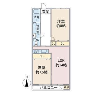 メゾン親名(2LDK/3階)の間取り写真
