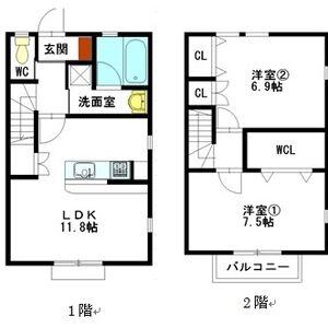 名古屋市東山線 本郷駅(愛知) バス乗車時間：16分 猪高緑地バス停で下車 徒歩5分 2階建 築15年(2LDK)の間取り写真