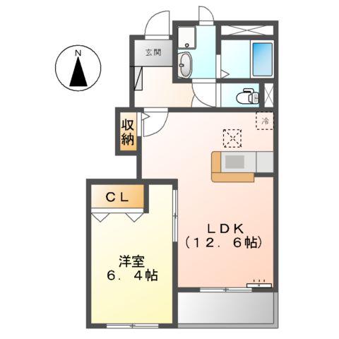 コーポ加藤Ⅱ(1LDK/1階)の間取り写真