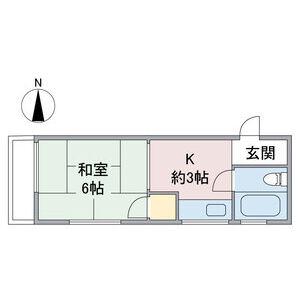 ムーニー若原(1K/2階)の間取り写真