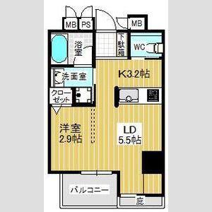 セレニティー星ヶ丘(1LDK/4階)の間取り写真
